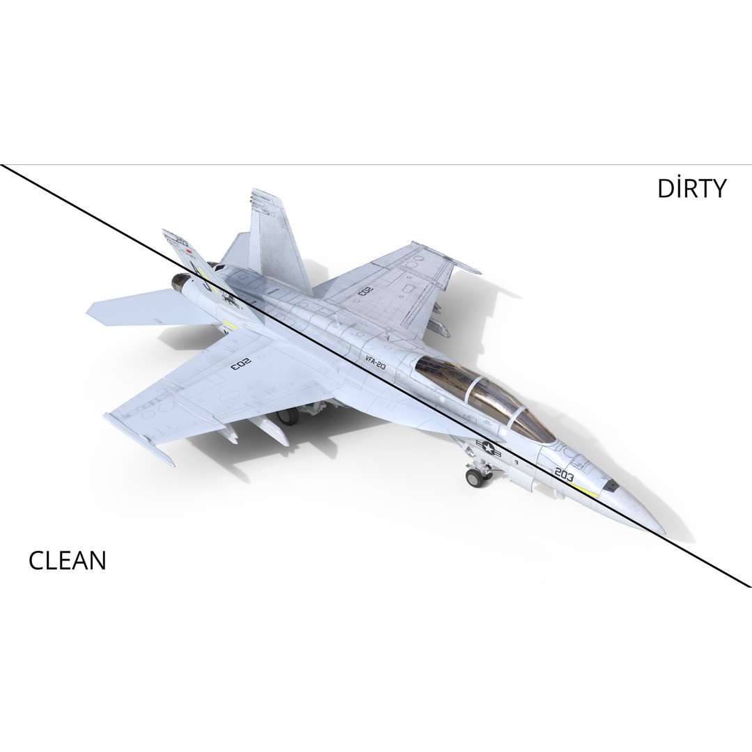 F-18F Super Hornet 3D Model – Low Poly Aircraft, FBX, OBJ Formats - View 4