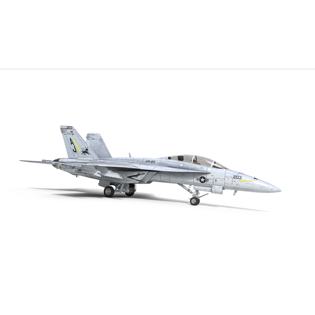 F-18F Super Hornet 3D Model – Low Poly Aircraft, FBX, OBJ Formats - View 6