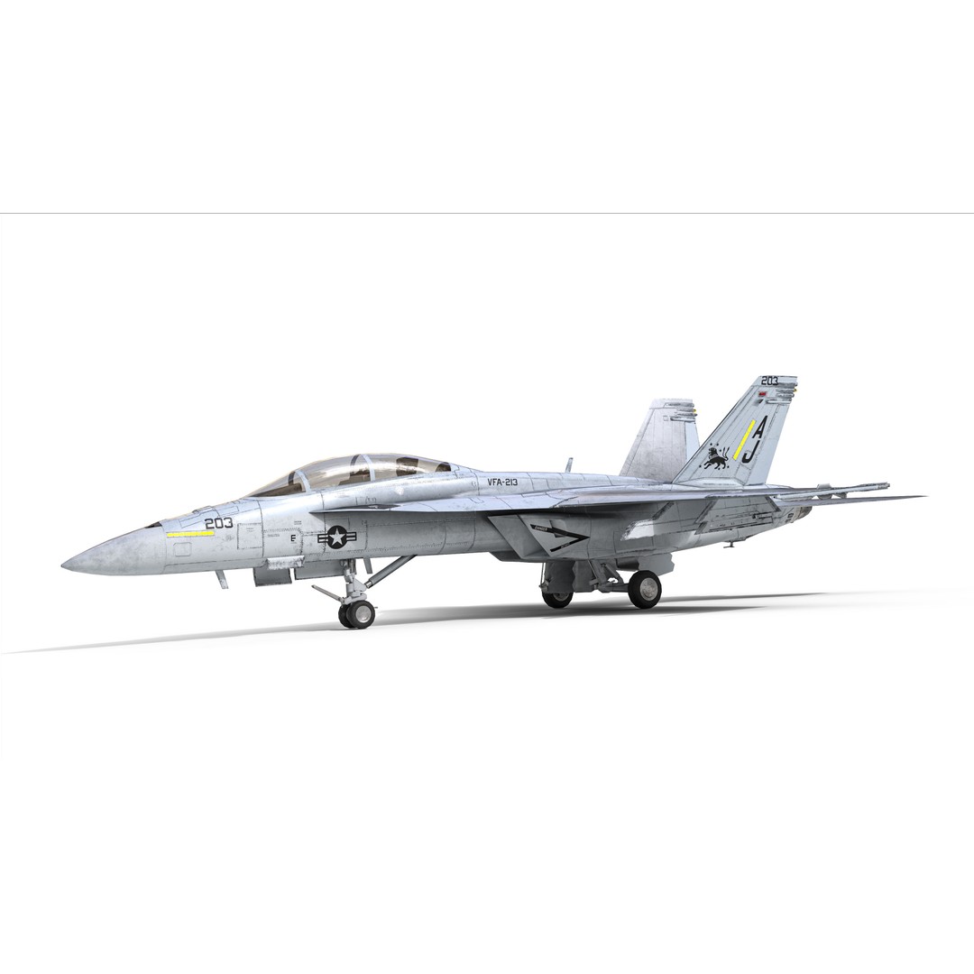 F-18F Super Hornet 3D Model – Low Poly Aircraft, FBX, OBJ Formats - View 7