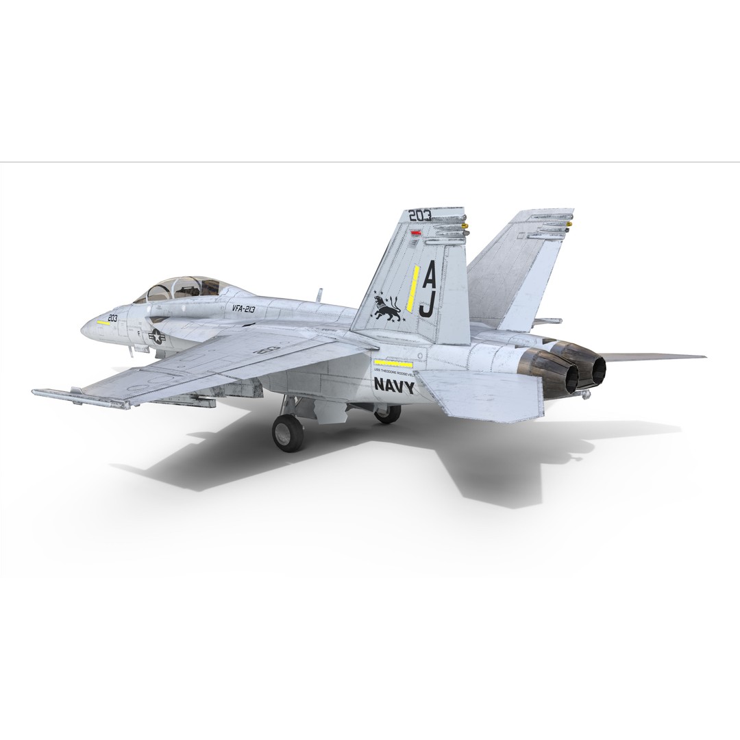 F-18F Super Hornet 3D Model – Low Poly Aircraft, FBX, OBJ Formats - View 8