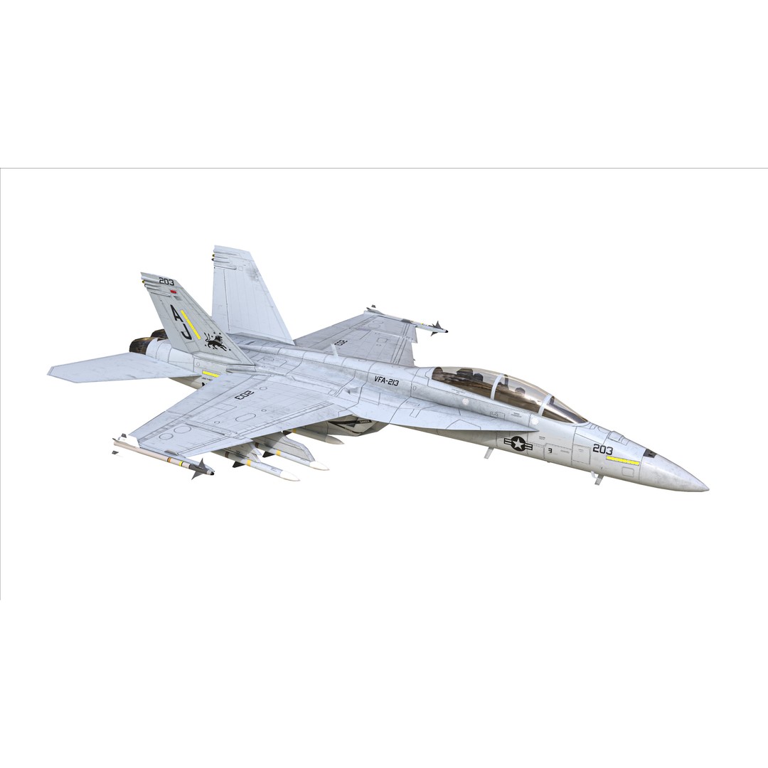 F-18F Super Hornet 3D Model – Low Poly Aircraft, FBX, OBJ Formats - View 9