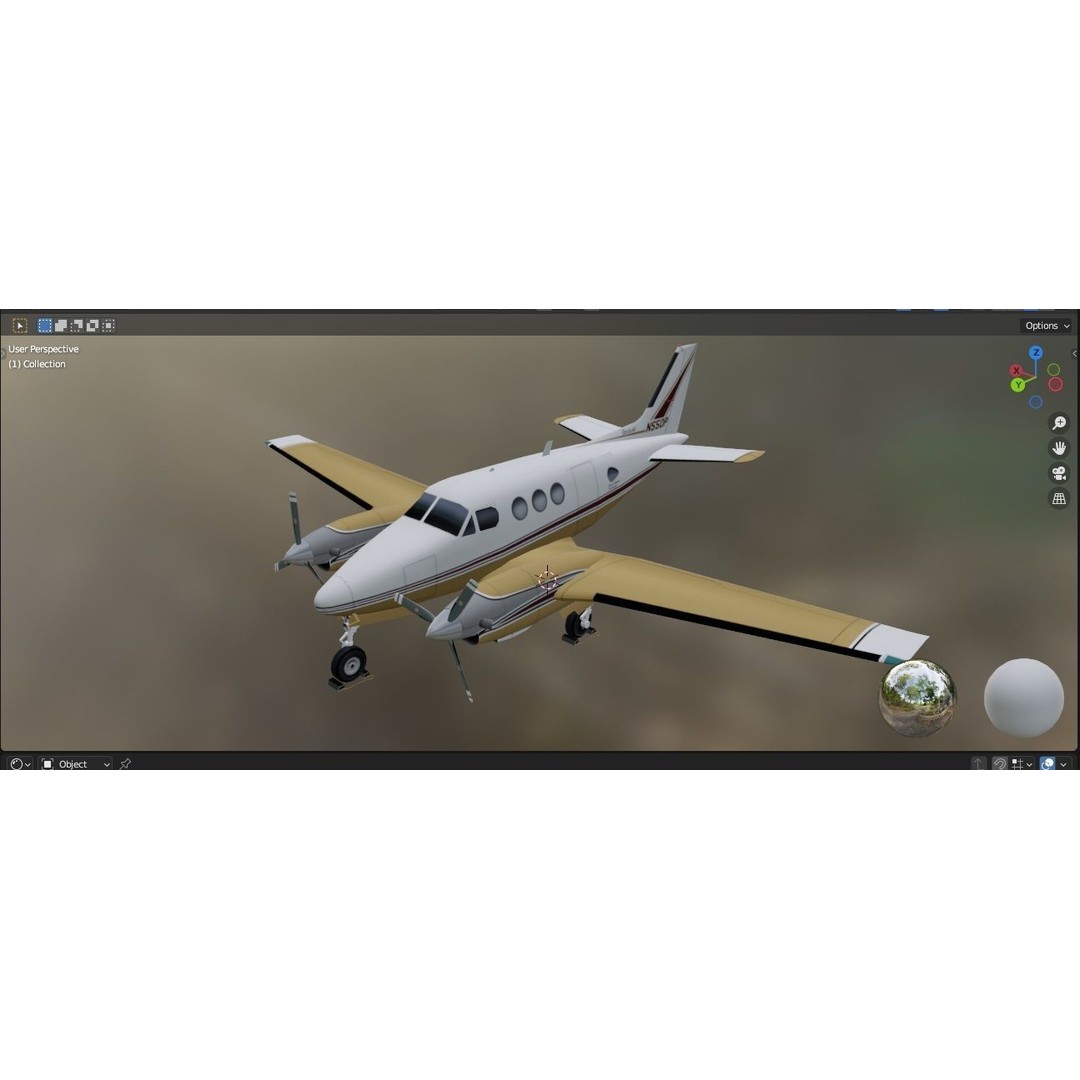 Beechcraft King Air C90 3D Model – Low Poly Static Aircraft for Simulators
