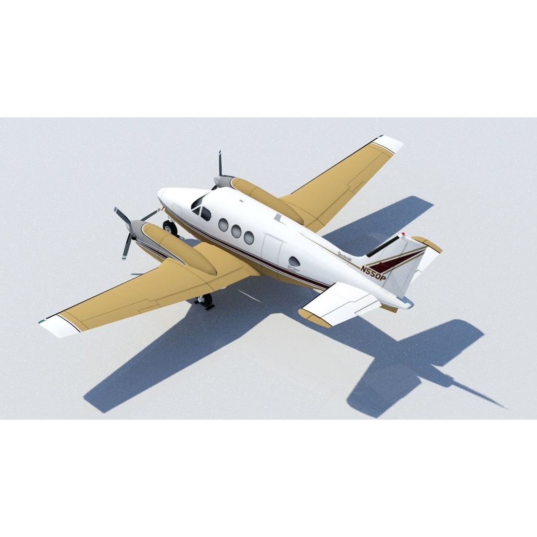 Beechcraft King Air C90 3D Model – Low Poly Static Aircraft for Simulators - View 4