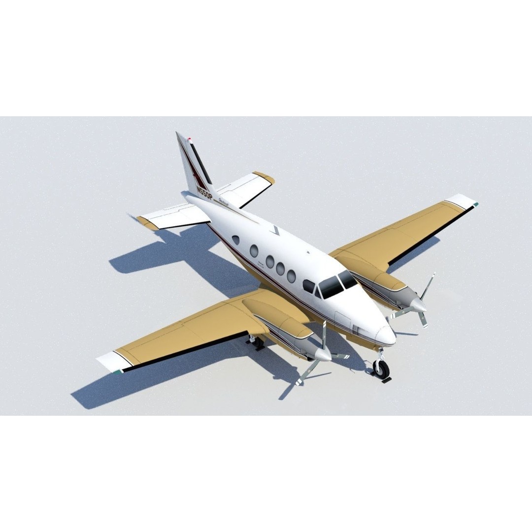 Beechcraft King Air C90 3D Model – Low Poly Static Aircraft for Simulators - View 6