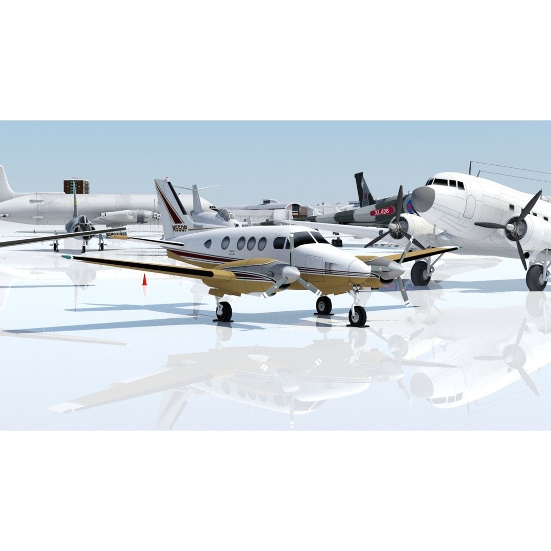 Beechcraft King Air C90 3D Model – Low Poly Static Aircraft for Simulators - View 7
