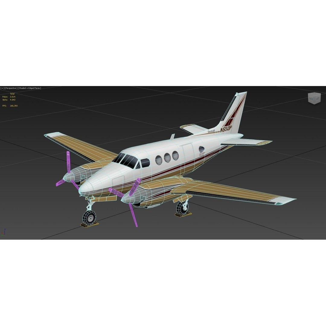 Beechcraft King Air C90 3D Model – Low Poly Static Aircraft for Simulators - View 9