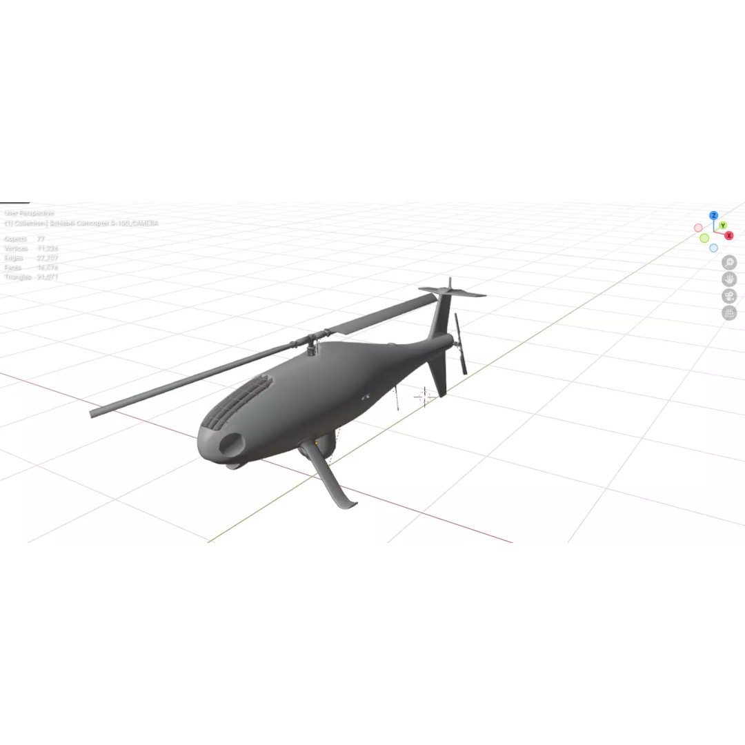 Schiebel Camcopter S-100 3D Model – Low Poly UAV with PBR Textures, FBX - View 7
