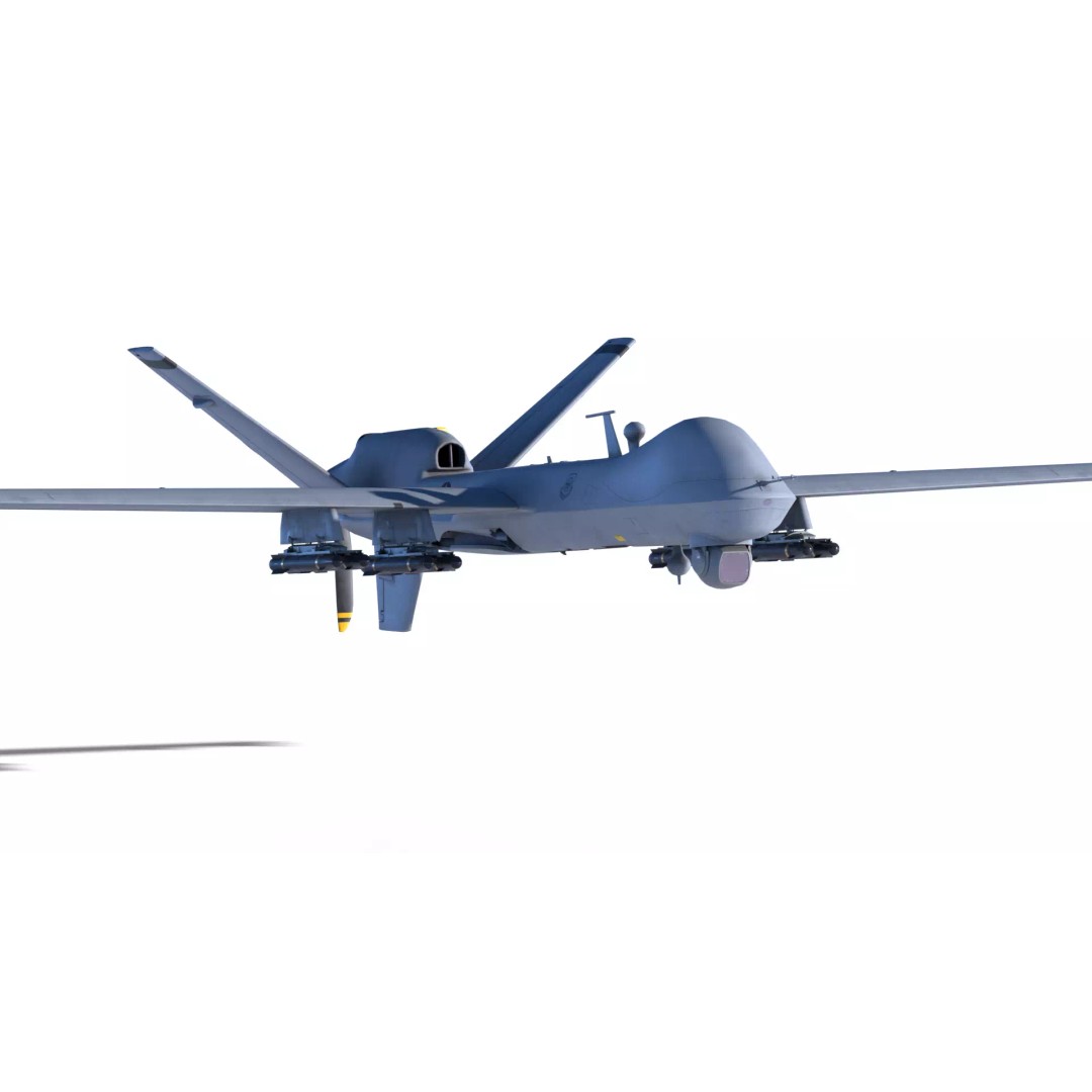 MQ-9 Reaper 3D Model – Low Poly Game Ready Aircraft with Weapons - View 11
