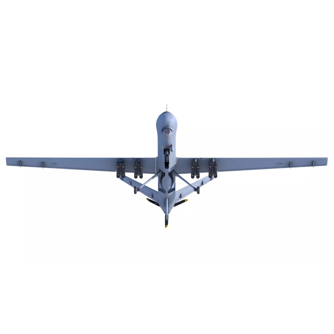 MQ-9 Reaper 3D Model – Low Poly Game Ready Aircraft with Weapons - View 12