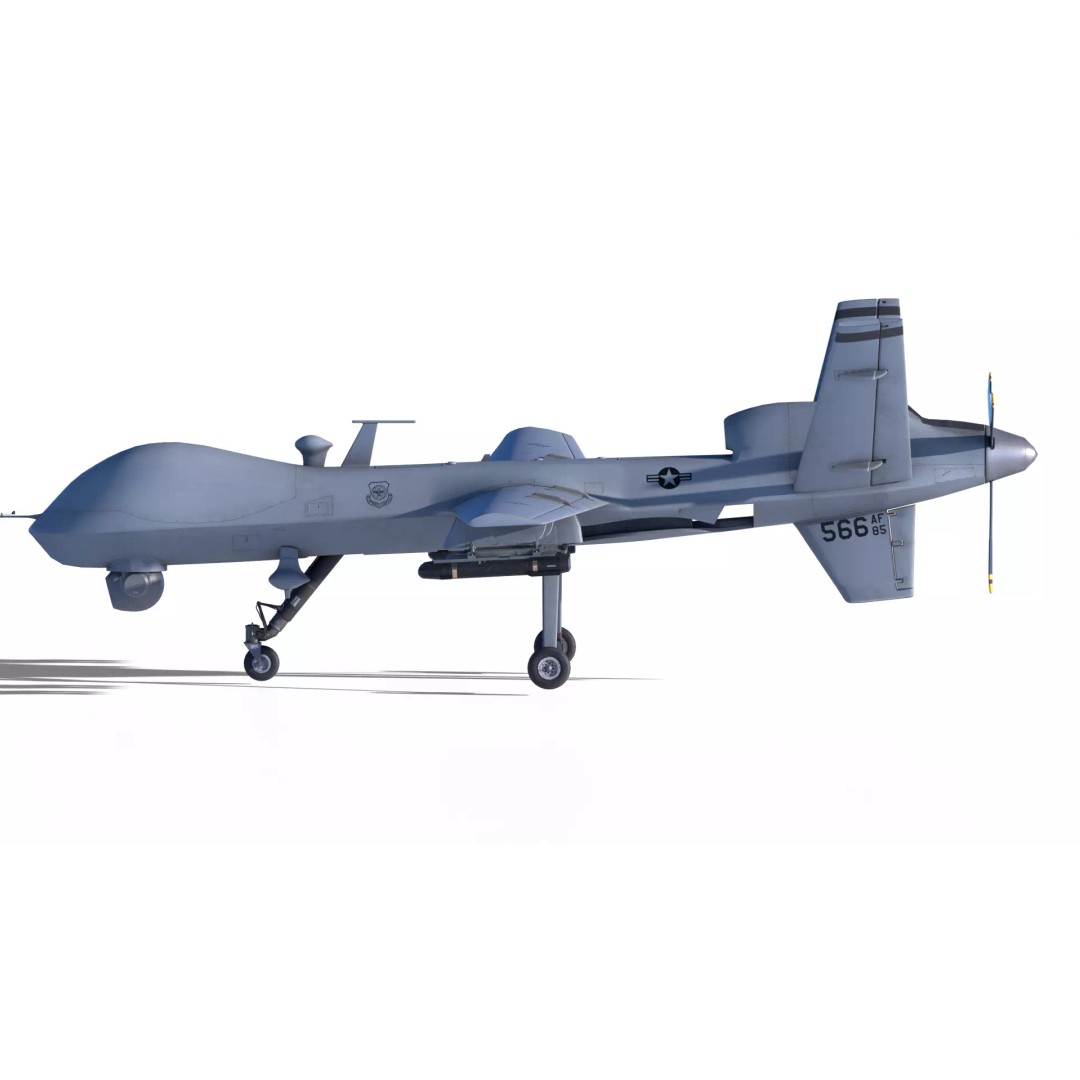 MQ-9 Reaper 3D Model – Low Poly Game Ready Aircraft with Weapons - View 13