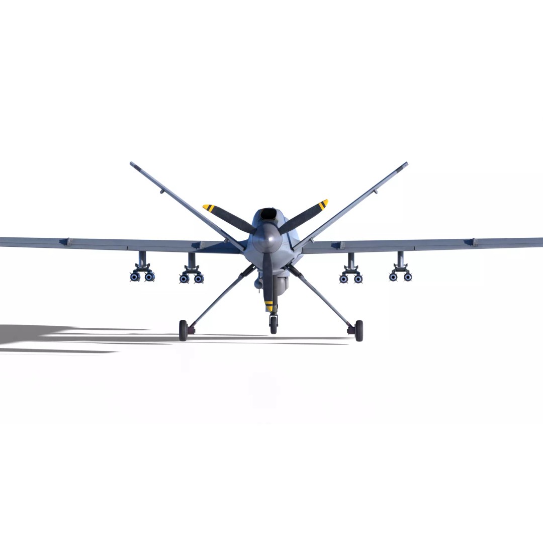 MQ-9 Reaper 3D Model – Low Poly Game Ready Aircraft with Weapons - View 14