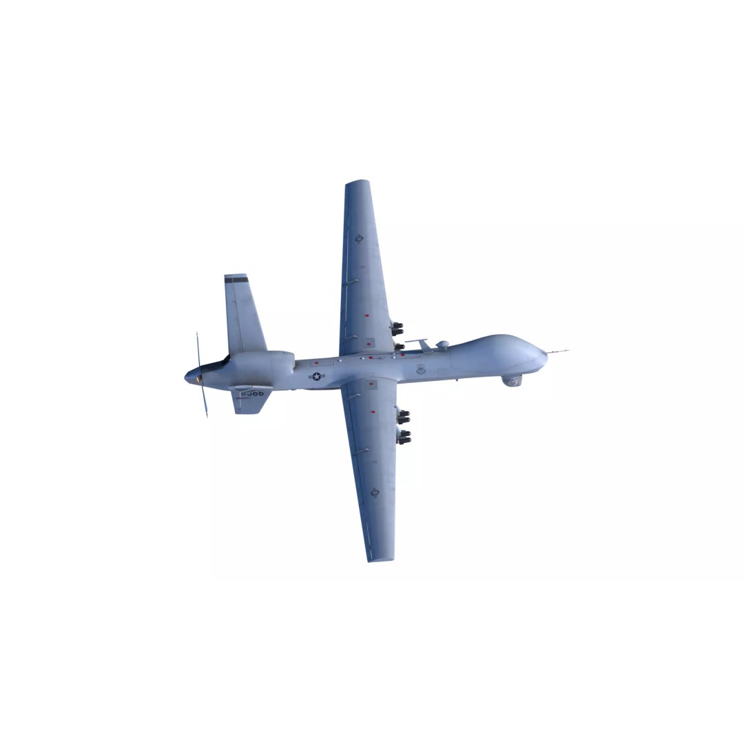 MQ-9 Reaper 3D Model – Low Poly Game Ready Aircraft with Weapons - View 16