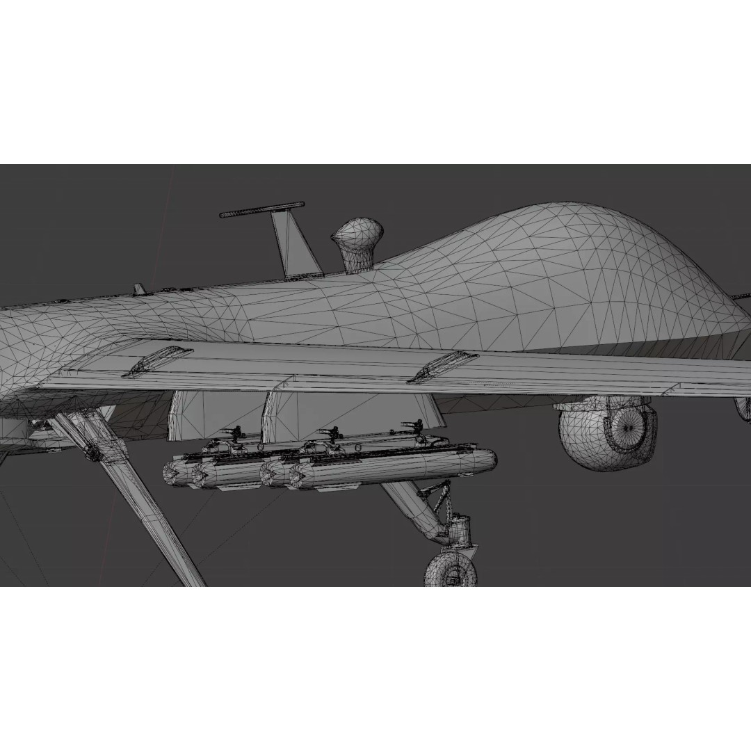MQ-9 Reaper 3D Model – Low Poly Game Ready Aircraft with Weapons - View 17
