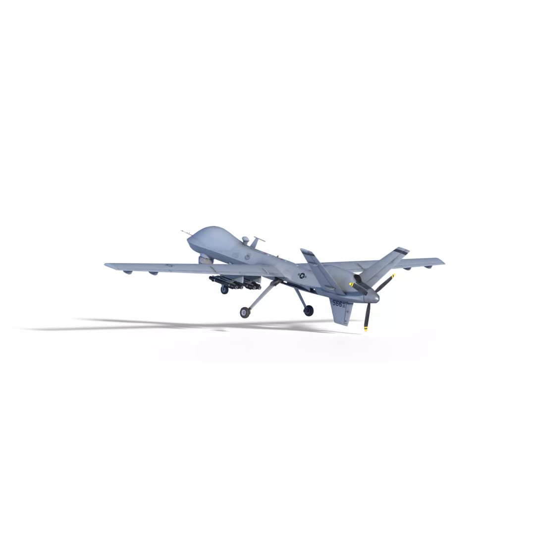 MQ-9 Reaper 3D Model – Low Poly Game Ready Aircraft with Weapons - View 2