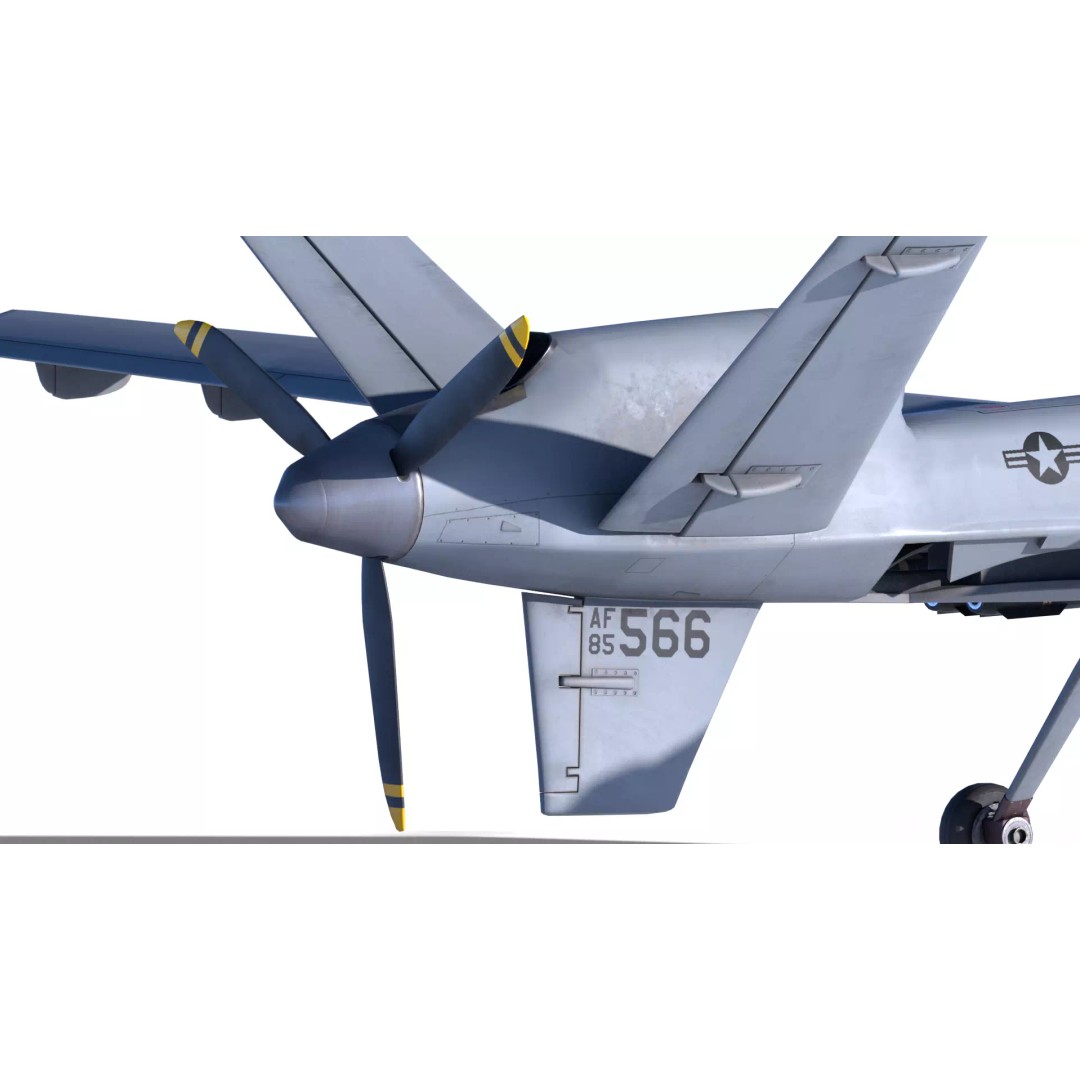 MQ-9 Reaper 3D Model – Low Poly Game Ready Aircraft with Weapons - View 6