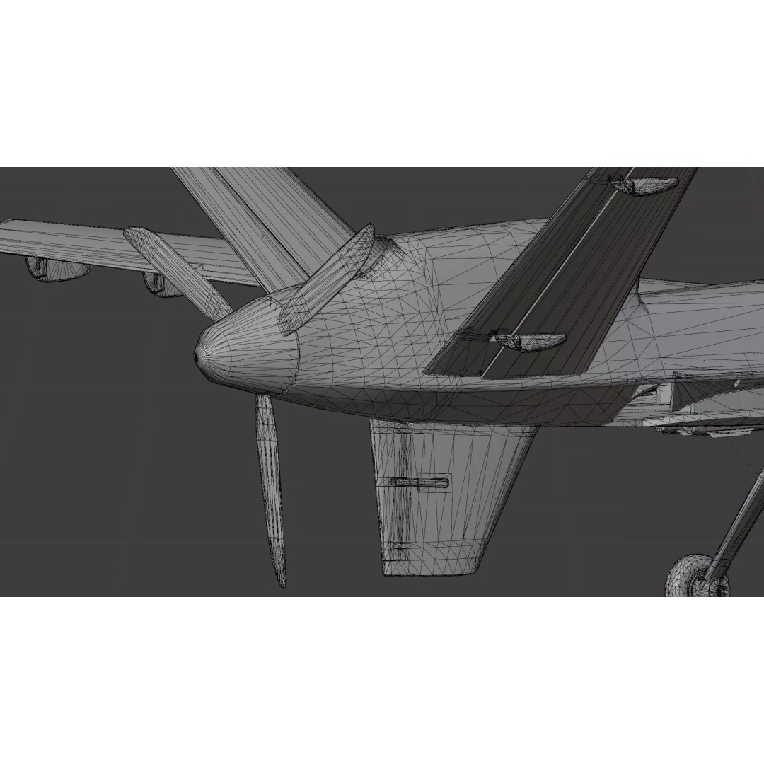 MQ-9 Reaper 3D Model – Low Poly Game Ready Aircraft with Weapons - View 7