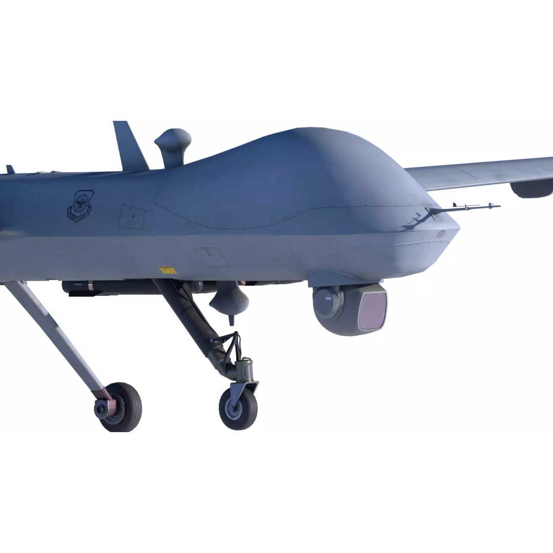MQ-9 Reaper 3D Model – Low Poly Game Ready Aircraft with Weapons - View 8
