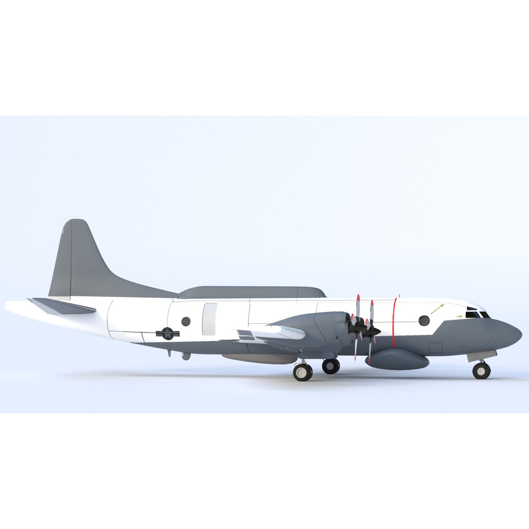 Lockheed EP-3E Aries II 3D Model – Low Poly Game Asset, FBX, OBJ - View 3