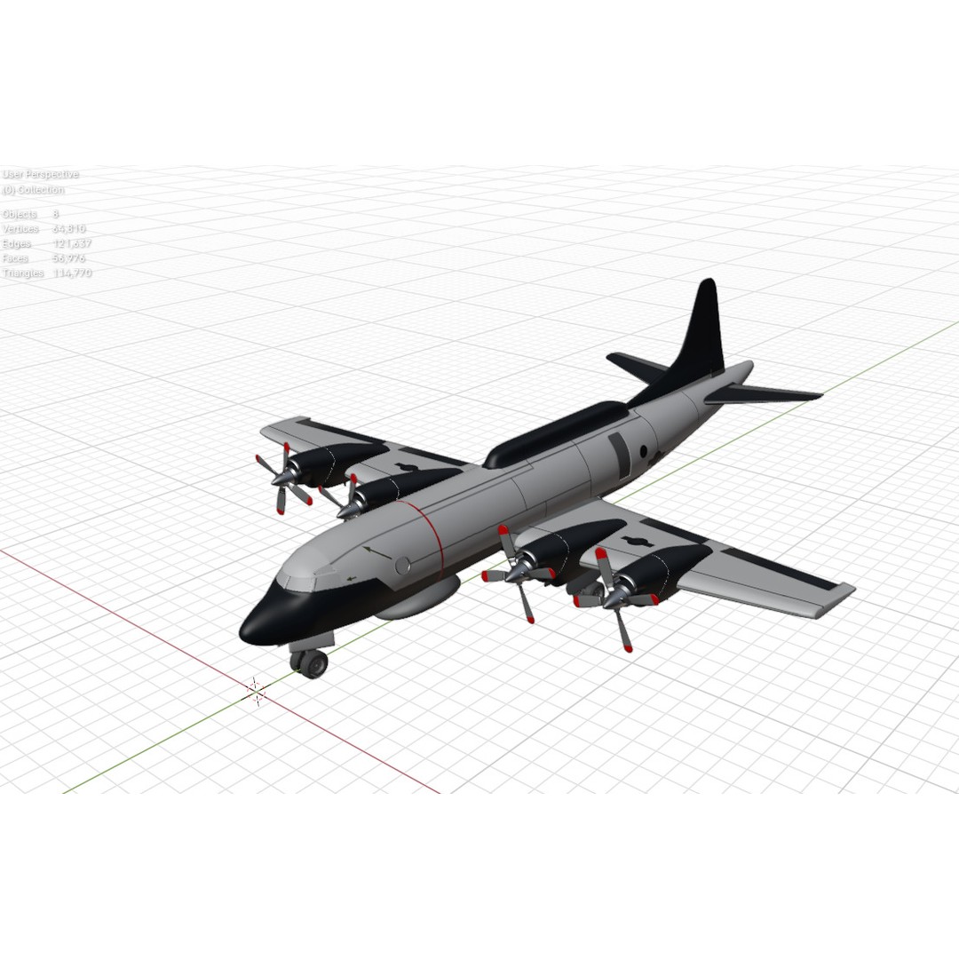 Lockheed EP-3E Aries II 3D Model – Low Poly Game Asset, FBX, OBJ - View 6