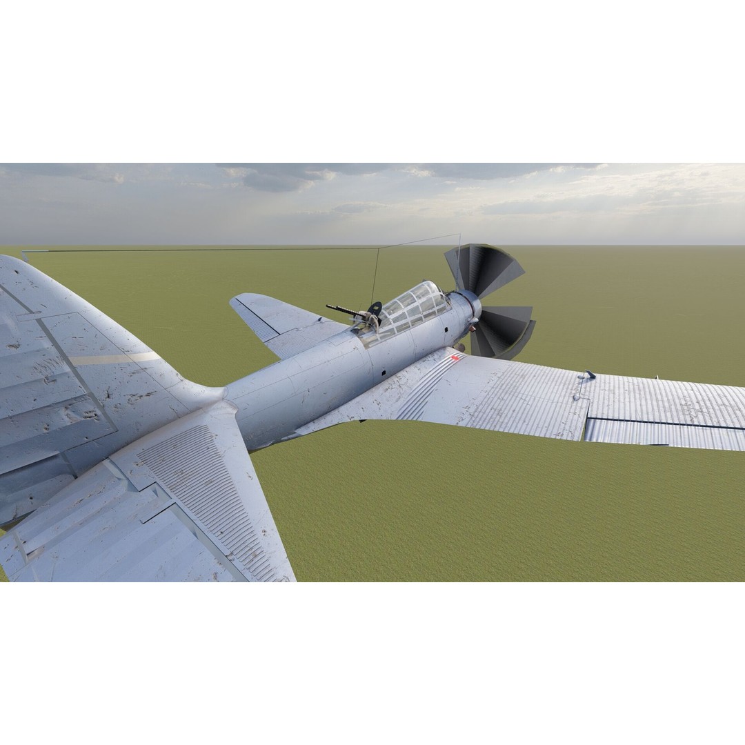 Douglas SBD Dauntless 3D Model – Textured Aircraft for Lumion - View 13