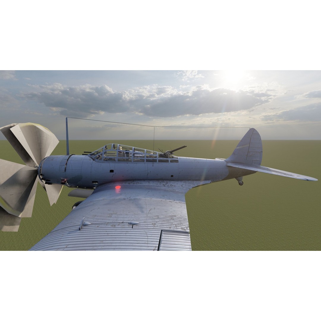 Douglas SBD Dauntless 3D Model – Textured Aircraft for Lumion - View 9