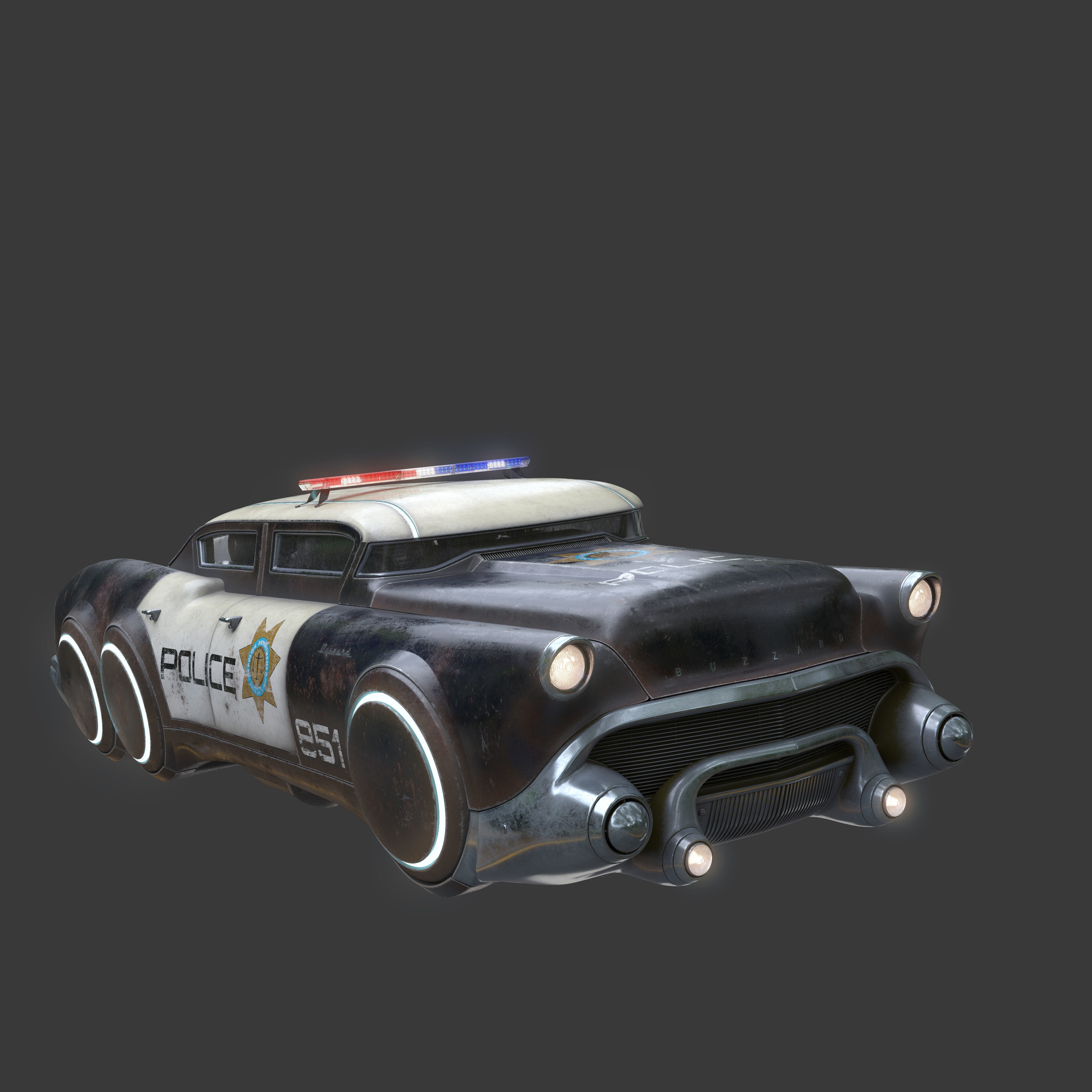 Futuristic Flying Car - PBR Game-Ready 3D Model - View 4