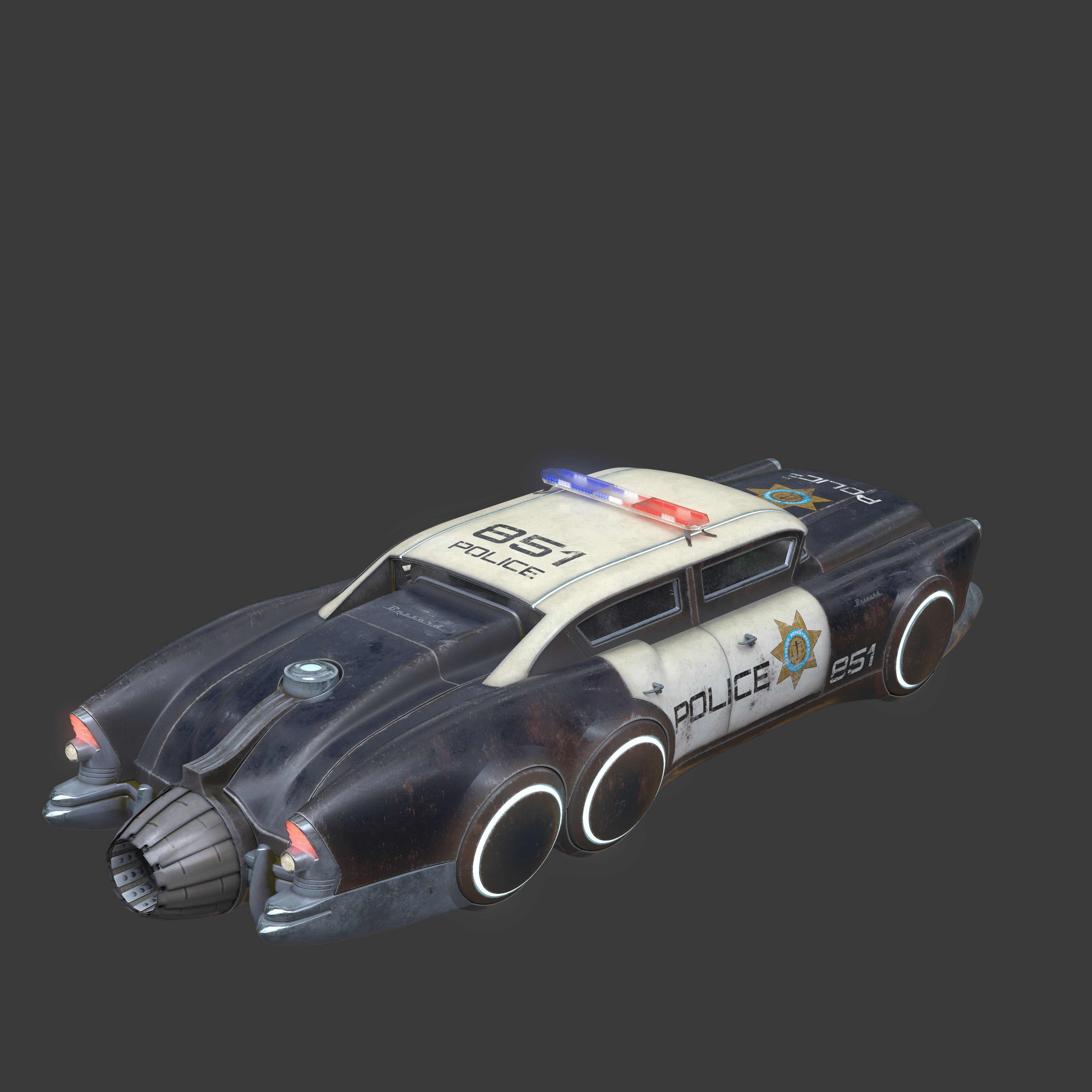 Futuristic Flying Car - PBR Game-Ready 3D Model - View 5