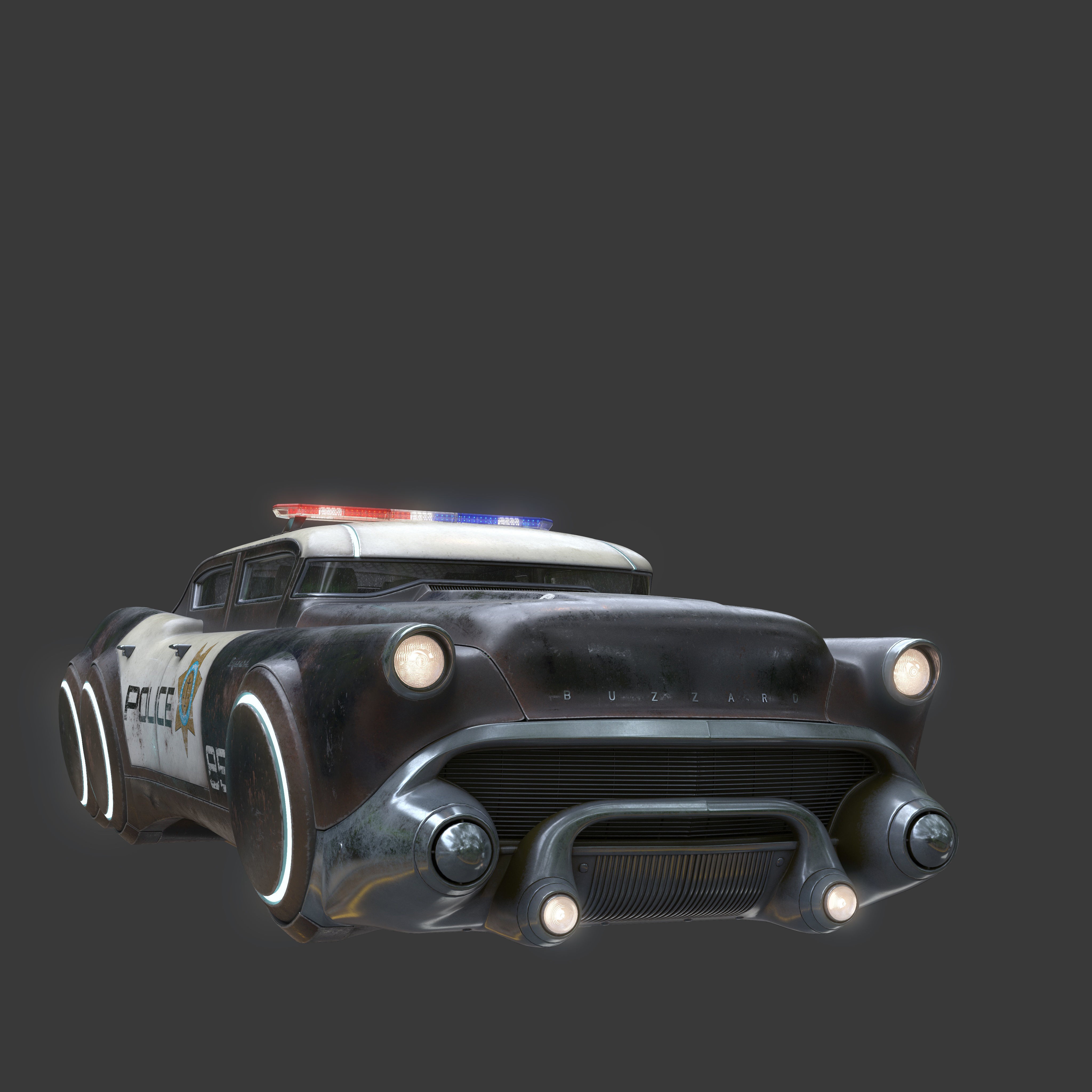 Futuristic Flying Car - PBR Game-Ready 3D Model - View 6