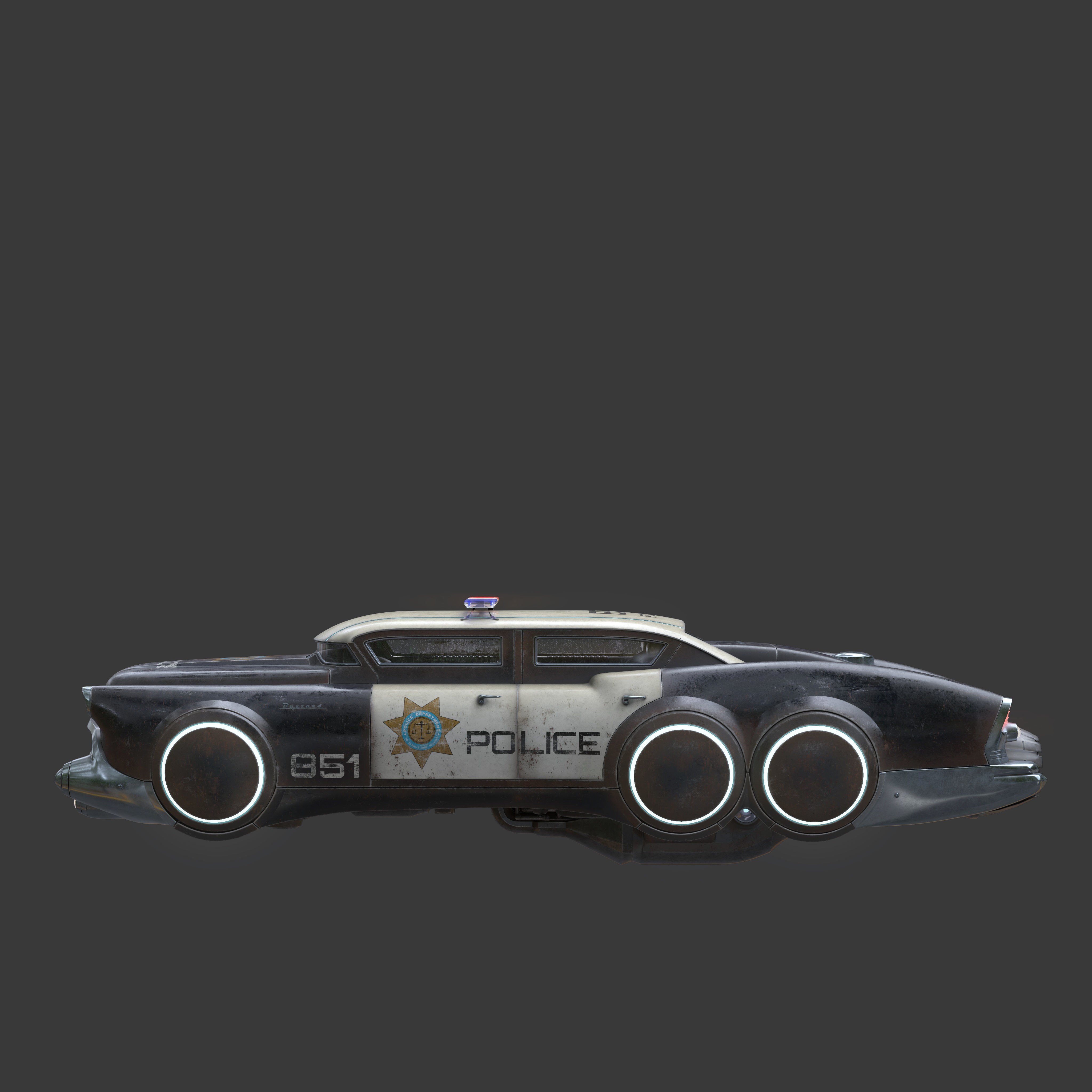 Futuristic Flying Car - PBR Game-Ready 3D Model - View 9