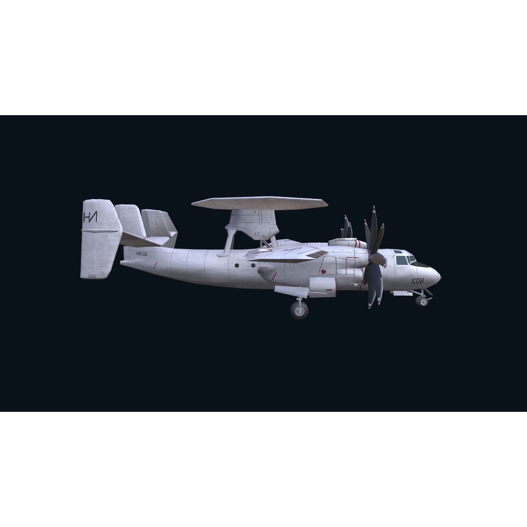 E2 Hawkeye 3D Model – Low Poly Military Aircraft, Game Ready FBX - View 10