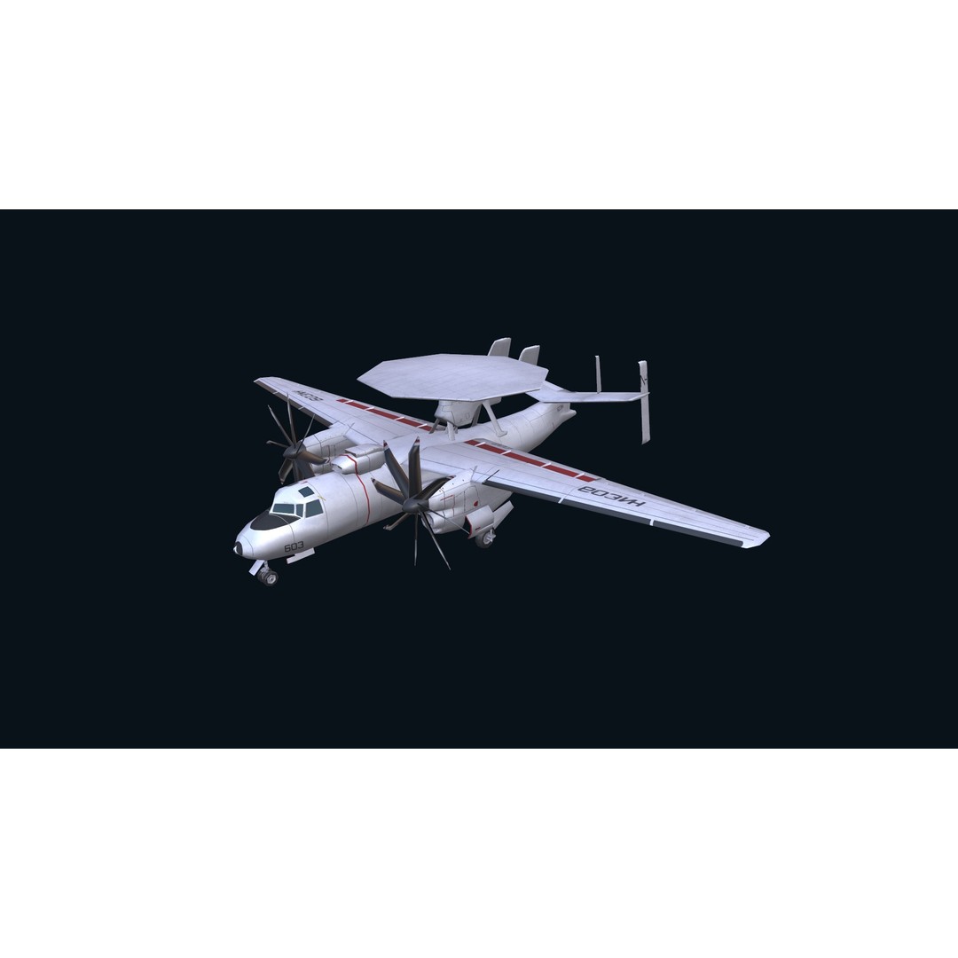 E2 Hawkeye 3D Model – Low Poly Military Aircraft, Game Ready FBX - View 11