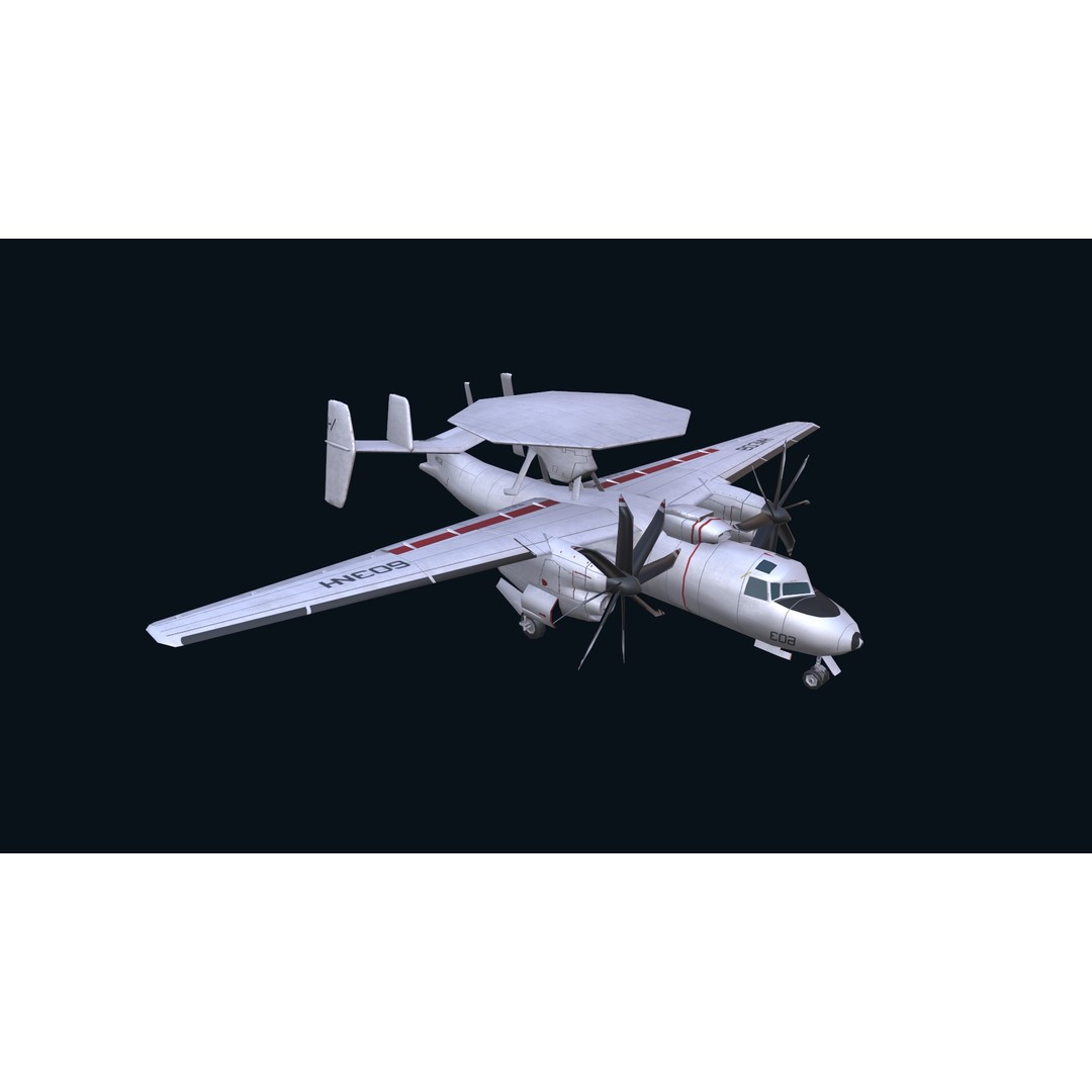 E2 Hawkeye 3D Model – Low Poly Military Aircraft, Game Ready FBX - View 13