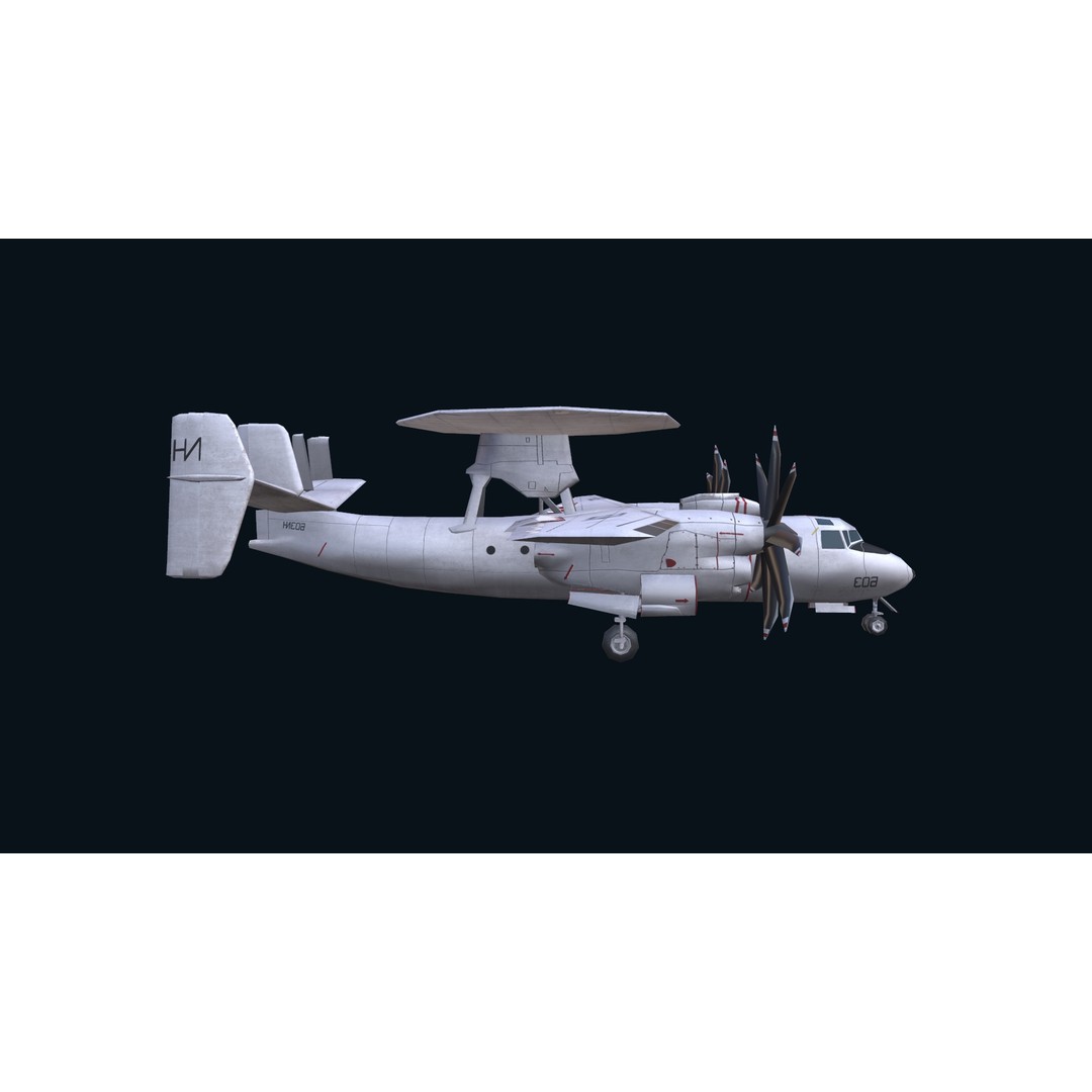 E2 Hawkeye 3D Model – Low Poly Military Aircraft, Game Ready FBX - View 14
