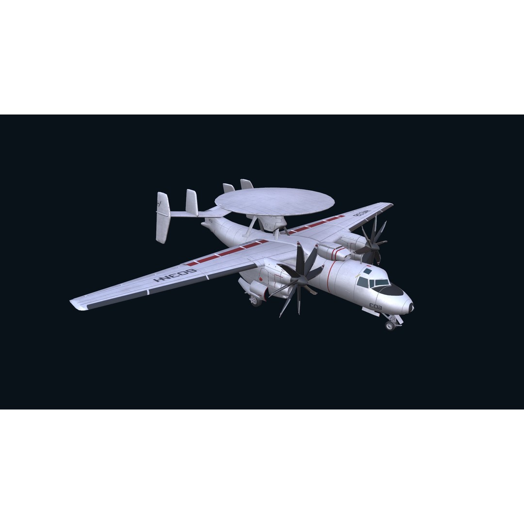 E2 Hawkeye 3D Model – Low Poly Military Aircraft, Game Ready FBX - View 5
