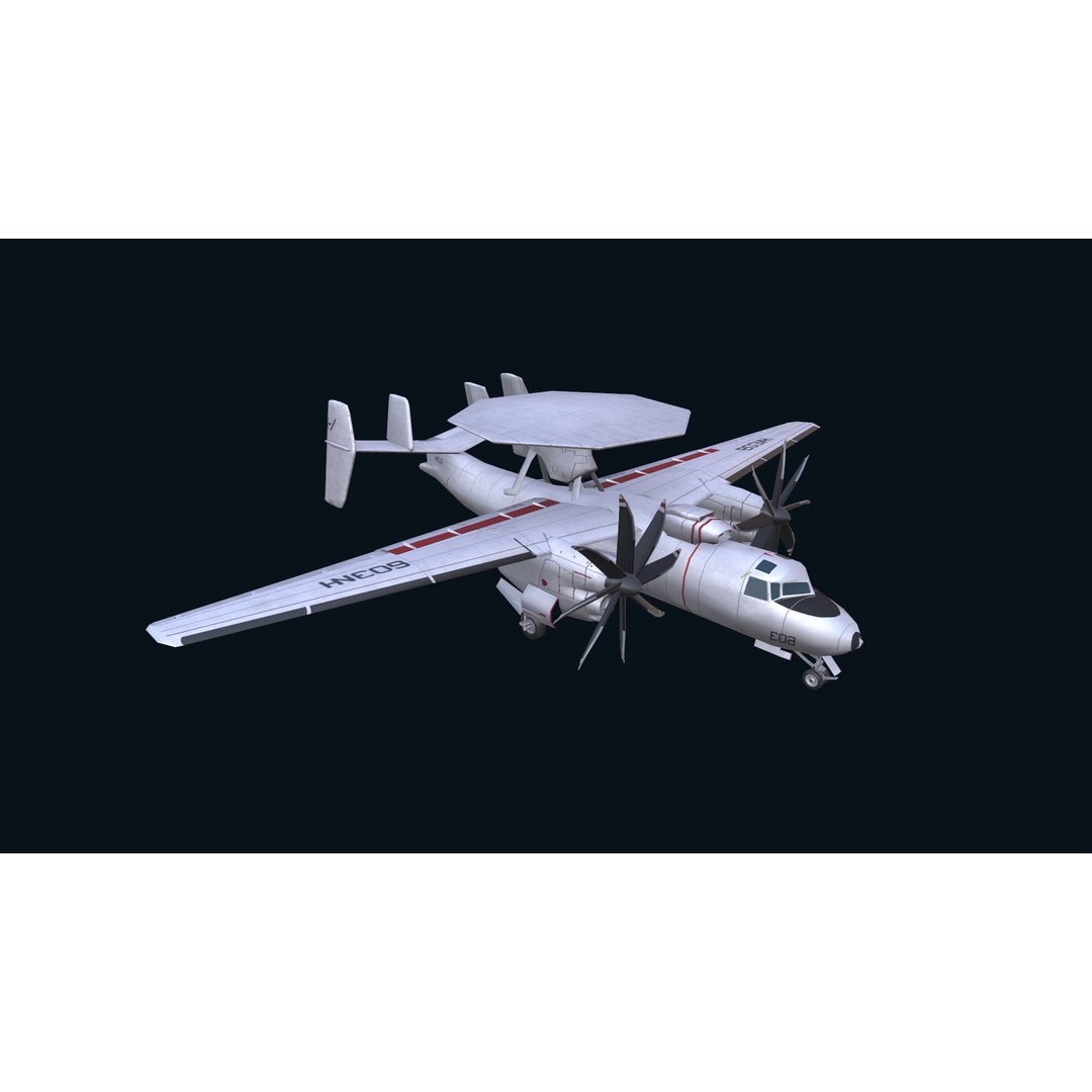 E2 Hawkeye 3D Model – Low Poly Military Aircraft, Game Ready FBX - View 9