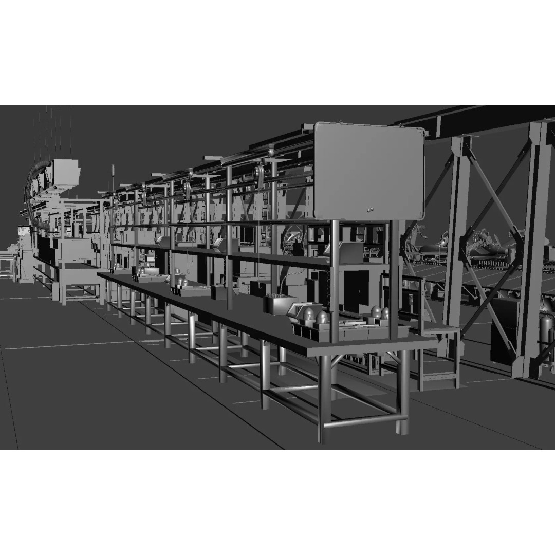 Drone Factory 3D Model – Industrial Warehouse with Textures
