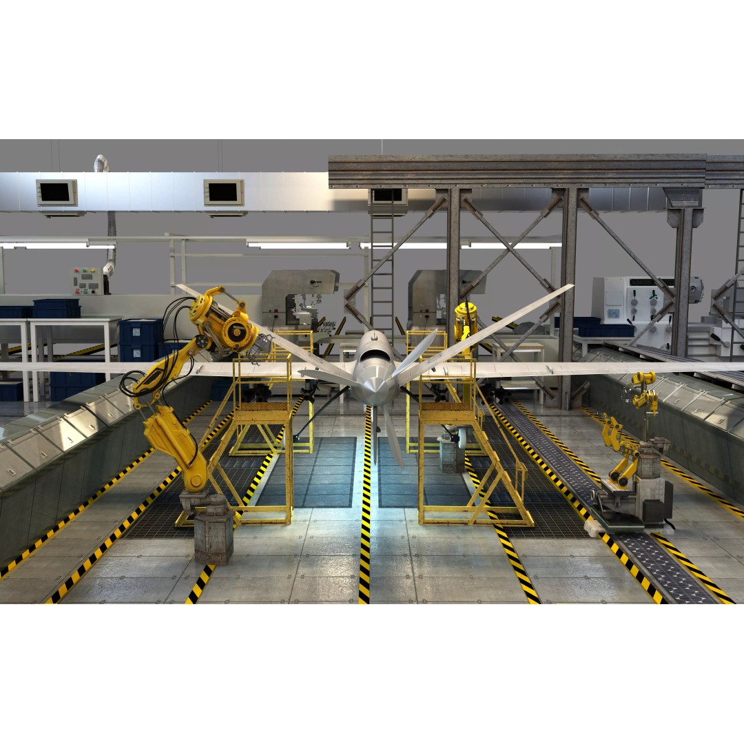 Drone Factory 3D Model – Industrial Warehouse with Textures - View 4