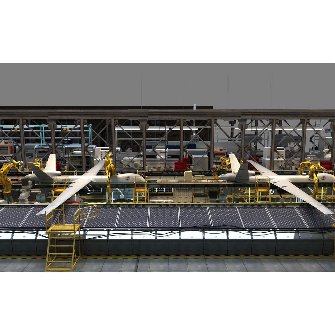 Drone Factory 3D Model – Industrial Warehouse with Textures - View 5