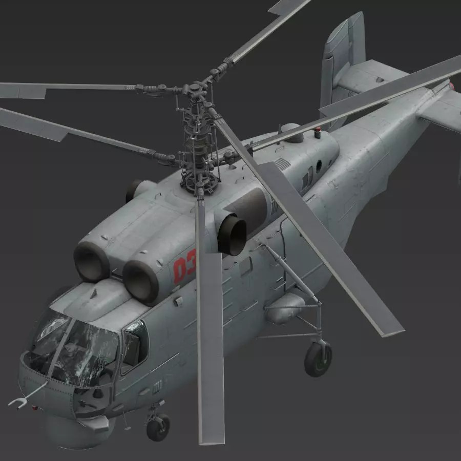KA27 Helicopter 3D Model – Low Poly Game Asset, FBX, PBR Textures - View 2