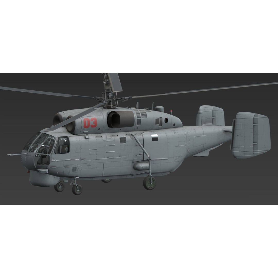 KA27 Helicopter 3D Model – Low Poly Game Asset, FBX, PBR Textures - View 4