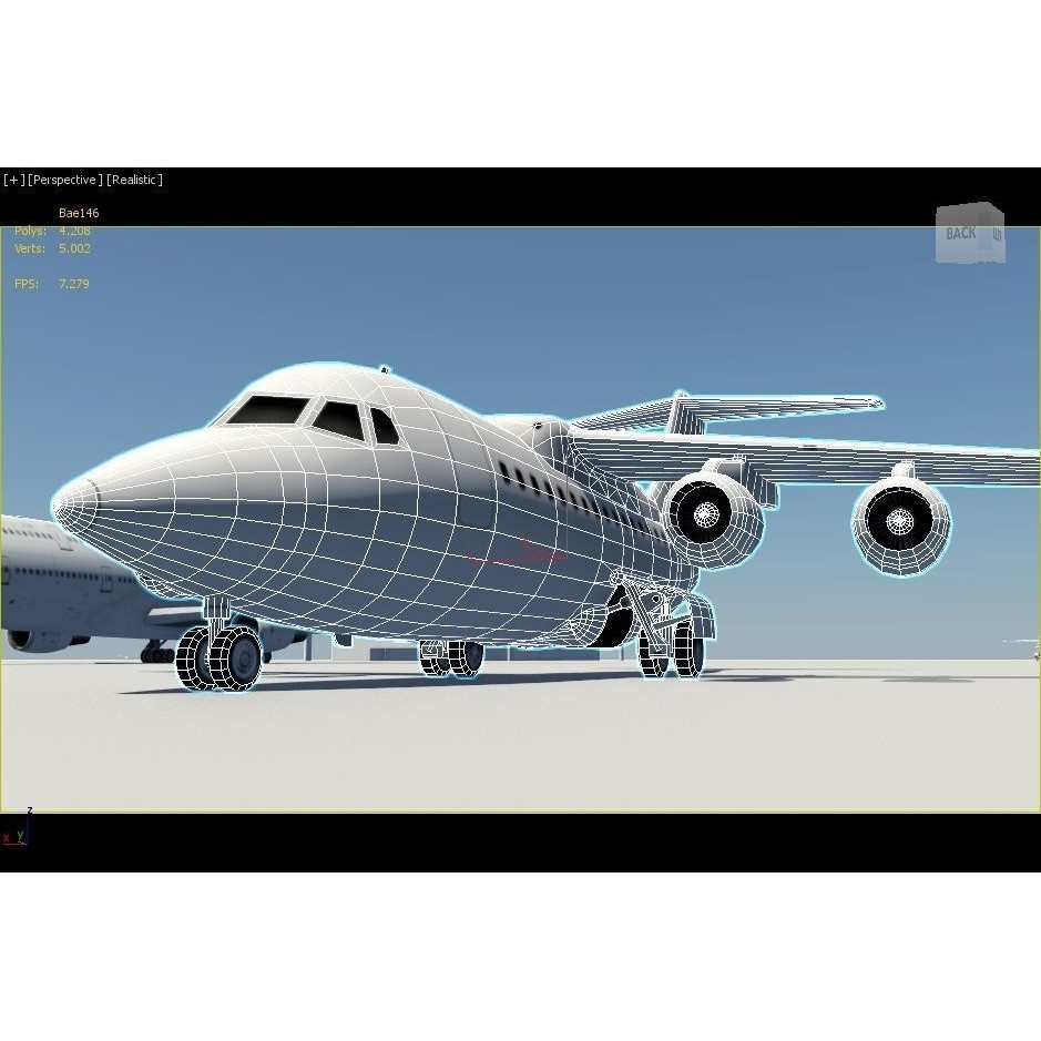 BAe 146-100 3D Model – Low Poly Static Aircraft for Scenery Development