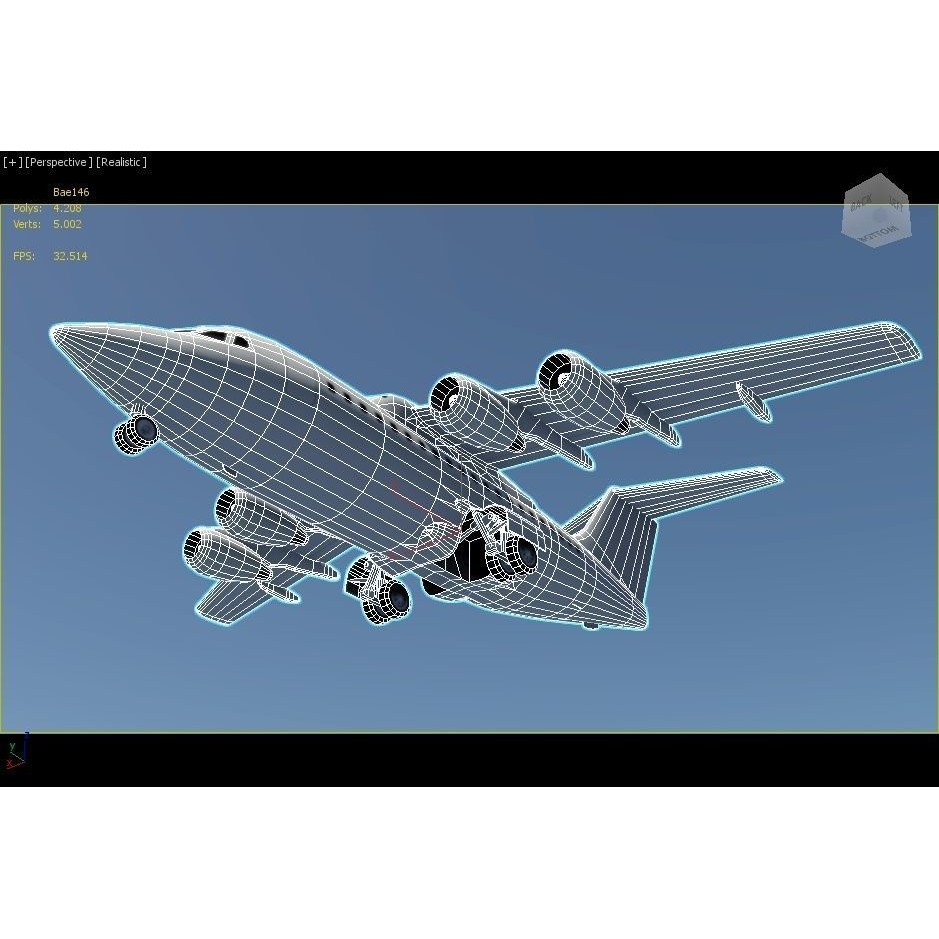 BAe 146-100 3D Model – Low Poly Static Aircraft for Scenery Development - View 11
