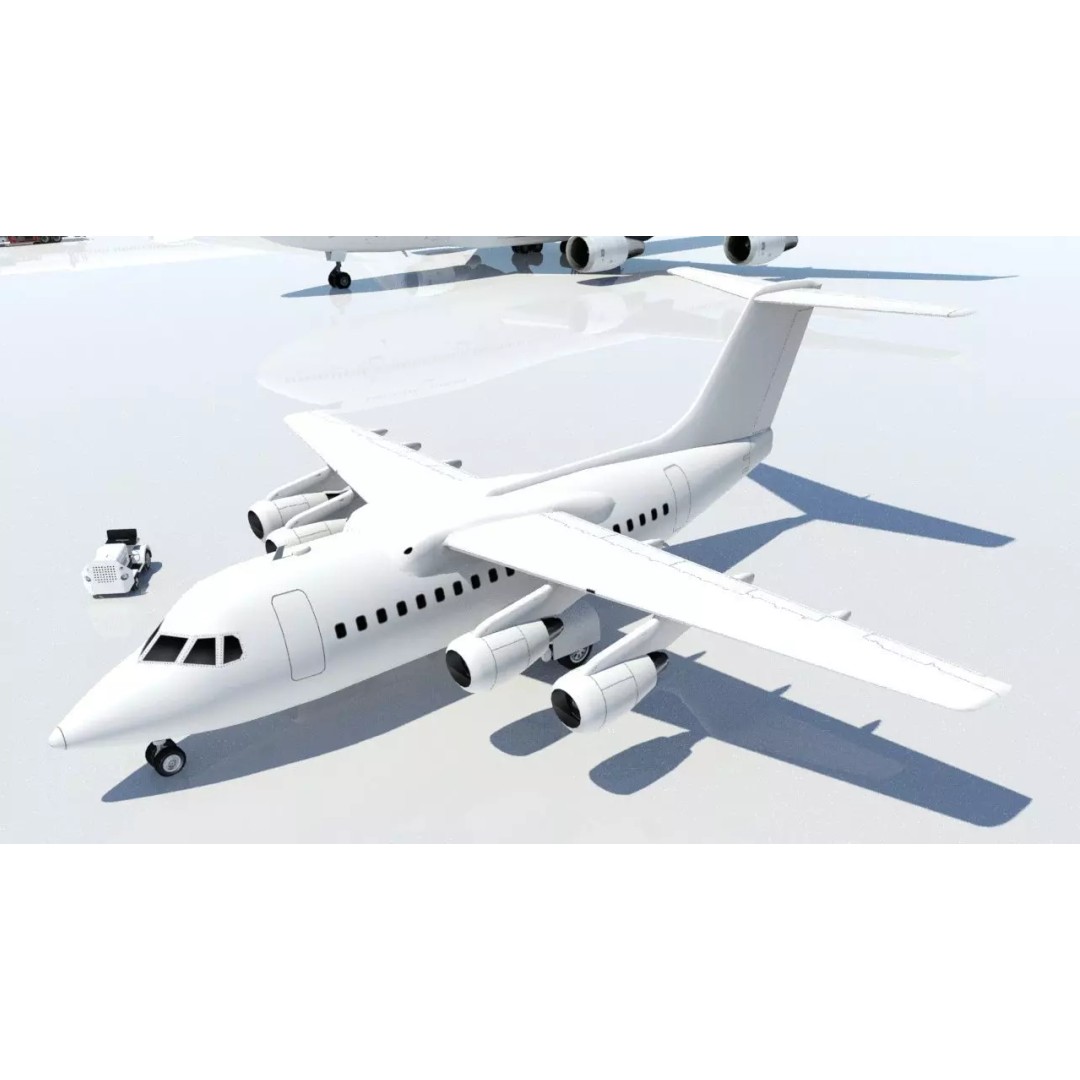 BAe 146-100 3D Model – Low Poly Static Aircraft for Scenery Development - View 2
