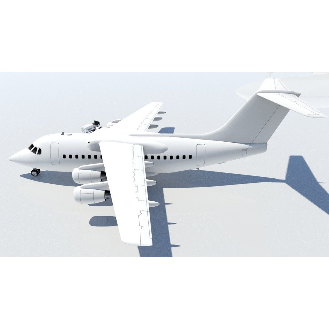 BAe 146-100 3D Model – Low Poly Static Aircraft for Scenery Development - View 3