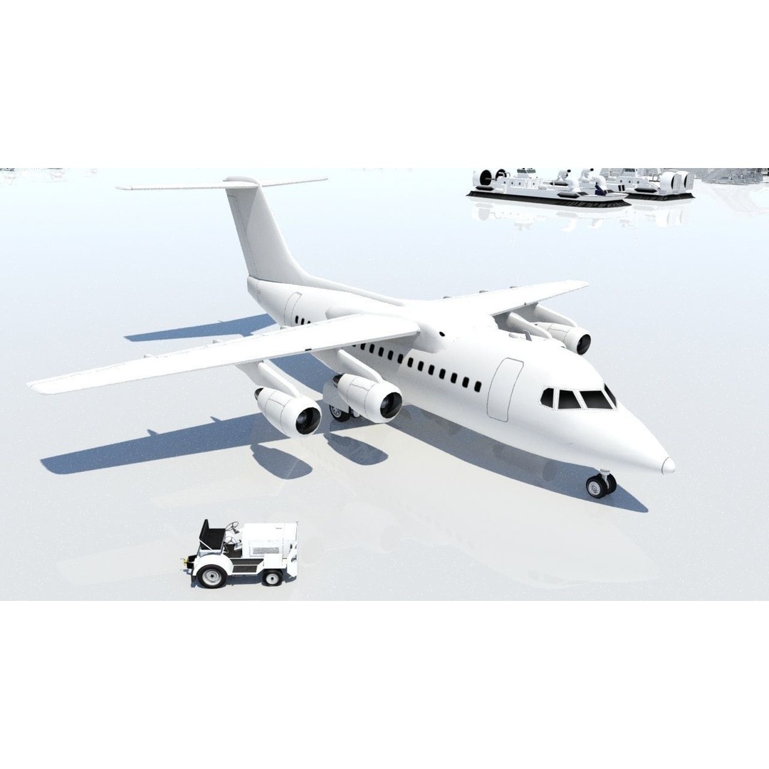 BAe 146-100 3D Model – Low Poly Static Aircraft for Scenery Development - View 4