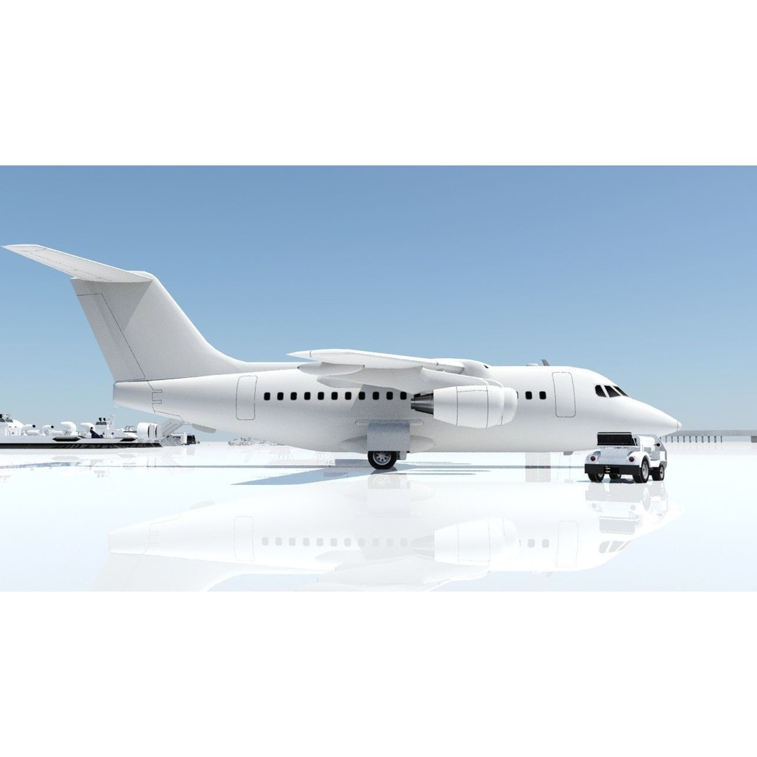 BAe 146-100 3D Model – Low Poly Static Aircraft for Scenery Development - View 9