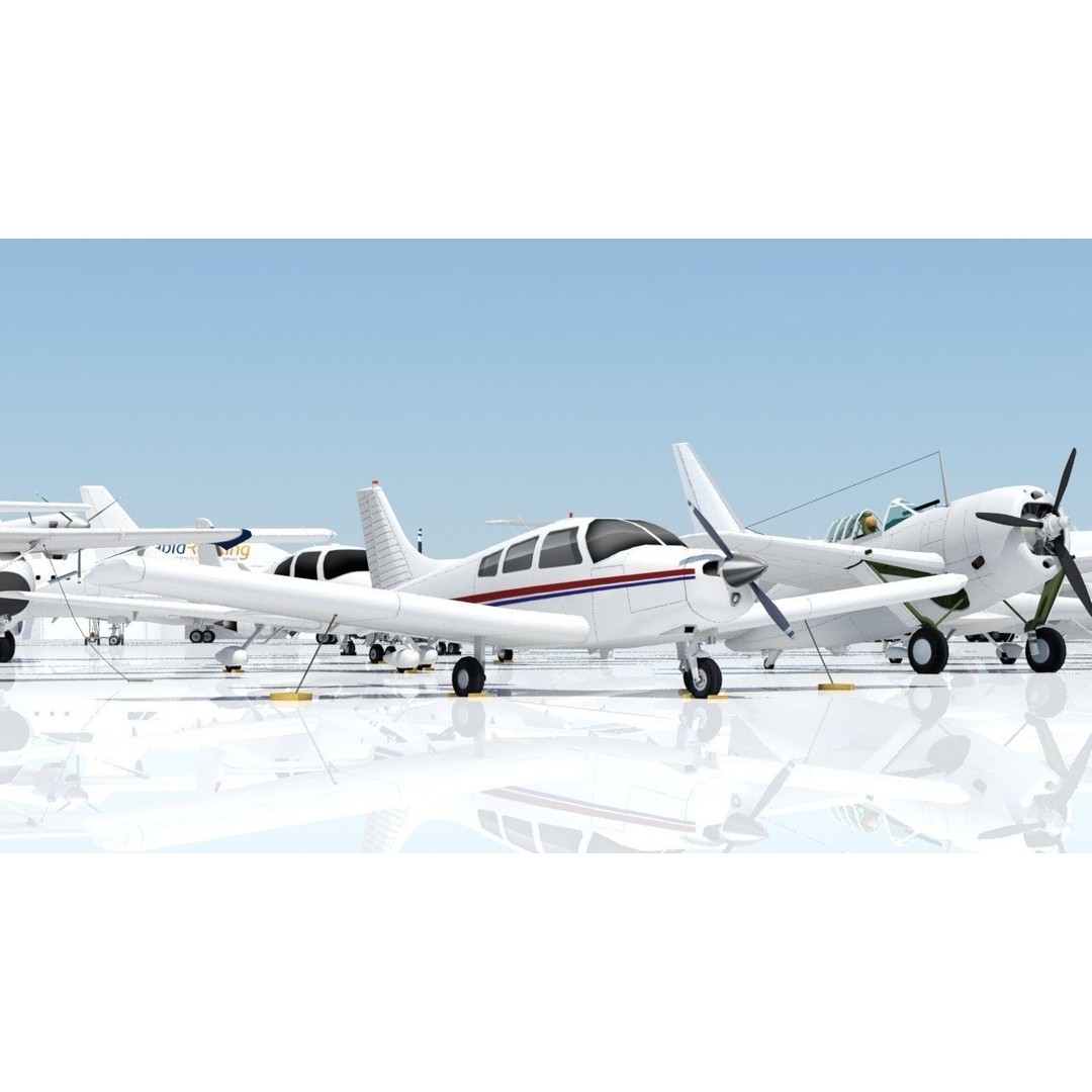Piper PA28 Warrior 3D Model – Low Poly Static Aircraft for Simulations