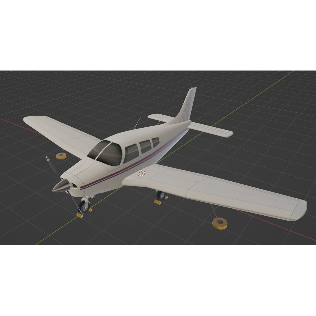 Piper PA28 Warrior 3D Model – Low Poly Static Aircraft for Simulations - View 7