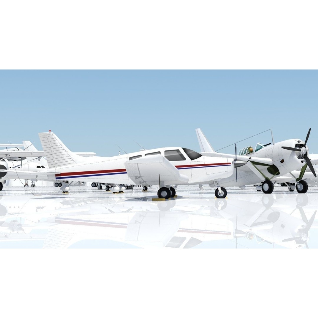 Piper PA28 Warrior 3D Model – Low Poly Static Aircraft for Simulations - View 8