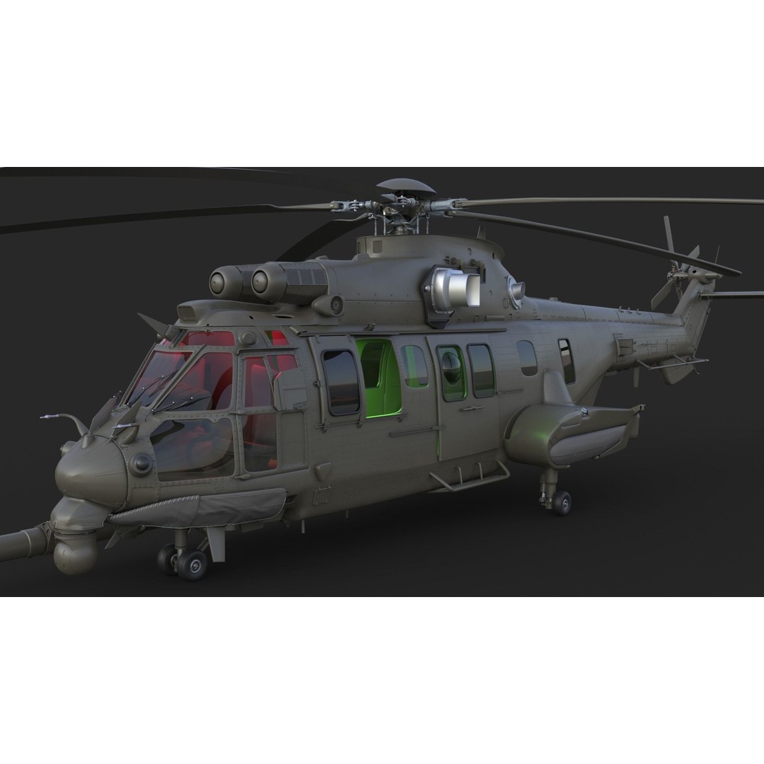 Eurocopter EC 725 3D Model – High Detail Helicopter, Rigged, Vray - View 14